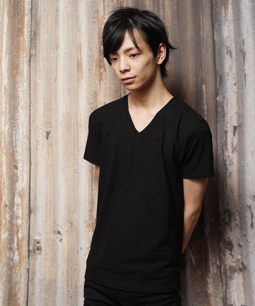 おしゃれスタ(オシャレスタ)の「カモフラージュジャカードVネック半袖Tシャツ(SS)(Tシャツ/カットソー・メンズ・ホワイト/ブラック/ネイビー・M/L)」の15枚目の写真
