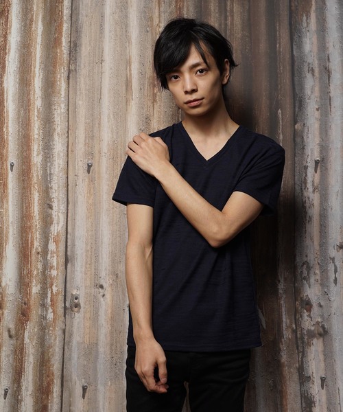 おしゃれスタ(オシャレスタ)の「カモフラージュジャカードVネック半袖Tシャツ(SS)(Tシャツ/カットソー・メンズ・ホワイト/ブラック/ネイビー・M/L)」の18枚目の写真