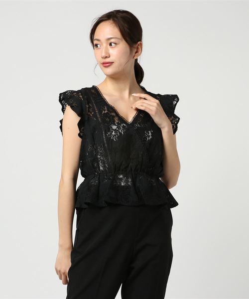 Doux archives Hamac(ドゥアルシーヴ アマーク)の「綿混レースカシュクール風半袖ブラウス(シャツ/ブラウス・レディース・ブラック/オフホワイト/ピンクベージュ・MEDIUM)」の2枚目の写真