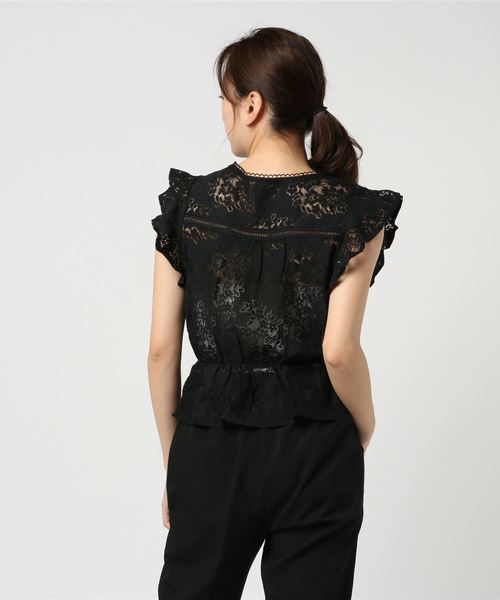 Doux archives Hamac(ドゥアルシーヴ アマーク)の「綿混レースカシュクール風半袖ブラウス(シャツ/ブラウス・レディース・ブラック/オフホワイト/ピンクベージュ・MEDIUM)」の4枚目の写真