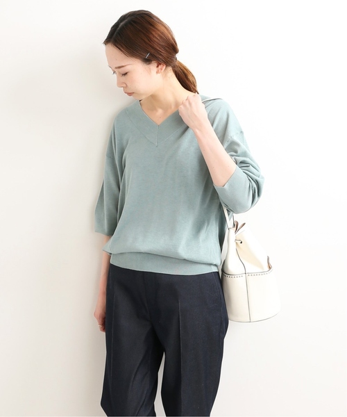 IENA（イエナ）の「silk cotton Vネック 2WAY プルオーバー