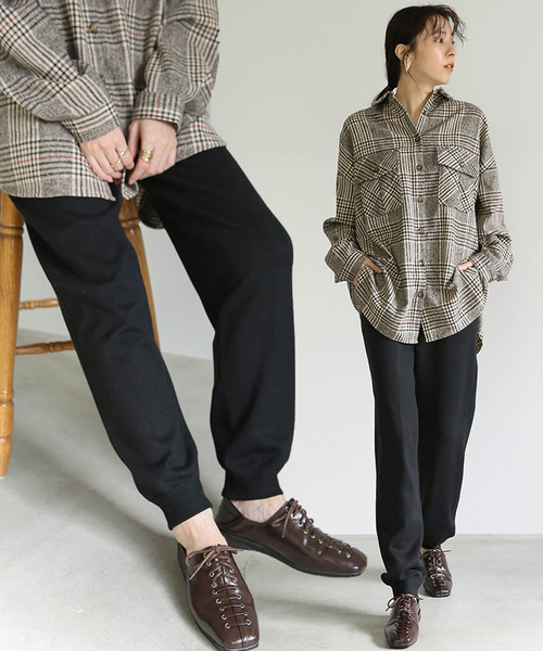 select MOCA（セレクトモカ）の「ジョガーニットパンツ/サイドポケットウエストゴムニットパンツ（その他パンツ・レディース・ブラック/アイボリー/ライトベージュ・FREE）」の3枚目の写真