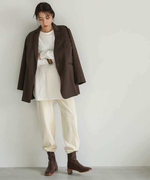 select MOCA（セレクトモカ）の「ジョガーニットパンツ/サイドポケットウエストゴムニットパンツ（その他パンツ・レディース・ブラック/アイボリー/ライトベージュ・FREE）」の4枚目の写真