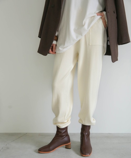 select MOCA（セレクトモカ）の「ジョガーニットパンツ/サイドポケットウエストゴムニットパンツ（その他パンツ・レディース・ブラック/アイボリー/ライトベージュ・FREE）」の7枚目の写真