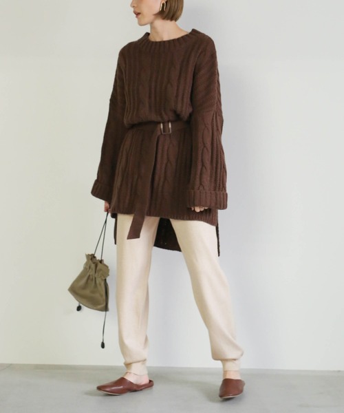 select MOCA（セレクトモカ）の「ジョガーニットパンツ/サイドポケットウエストゴムニットパンツ（その他パンツ・レディース・ブラック/アイボリー/ライトベージュ・FREE）」の15枚目の写真