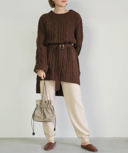 select MOCA（セレクトモカ）の「ジョガーニットパンツ/サイドポケットウエストゴムニットパンツ（その他パンツ・レディース・ブラック/アイボリー/ライトベージュ・FREE）」の17枚目の写真