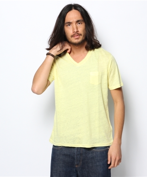 JOURNAL STANDARD relume（ジャーナルスタンダード　レリューム）の「フランダースリネンTシャツ（Tシャツ/カットソー・メンズ・ブルー/バーガンディー/イエロー/グレー/ホワイト/グリーン/ネイビー・LARGE/MEDIUM/SMALL/X-LARGE）」の6枚目の写真