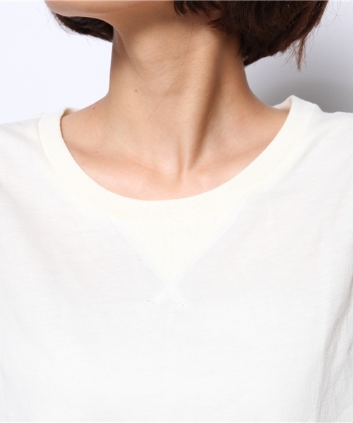 one after another NICE CLAUP(ワンアフターアナザーナイスクラップ)の「【ナイスクラップ】袖ストライププルオーバー(Tシャツ/カットソー・レディース・オフホワイト/パープル/ネイビー・FREE)」の9枚目の写真