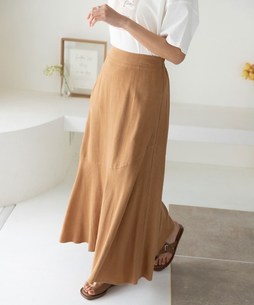 rectangle（レクタングル）の「リネン混イレヘムスカート（スカート・レディース・ブラウン/カーキ/ライム・FREE）」の2枚目の写真
