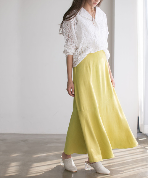 rectangle（レクタングル）の「リネン混イレヘムスカート（スカート・レディース・ブラウン/カーキ/ライム・FREE）」の3枚目の写真