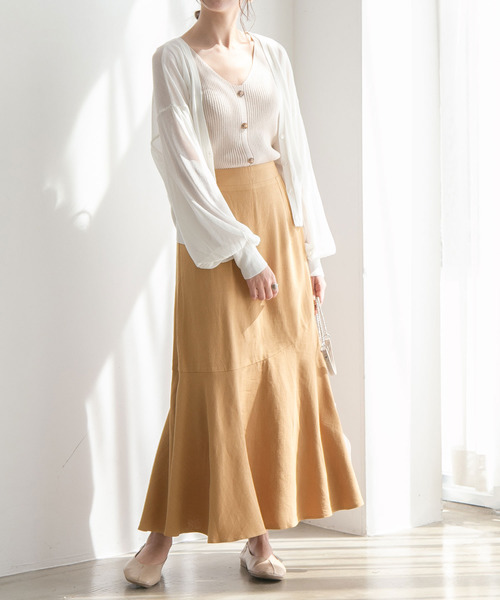 rectangle（レクタングル）の「リネン混イレヘムスカート（スカート・レディース・ブラウン/カーキ/ライム・FREE）」の10枚目の写真