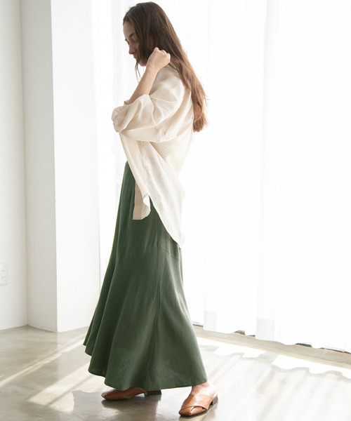 rectangle（レクタングル）の「リネン混イレヘムスカート（スカート・レディース・ブラウン/カーキ/ライム・FREE）」の11枚目の写真