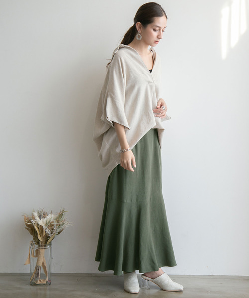 rectangle（レクタングル）の「リネン混イレヘムスカート（スカート・レディース・ブラウン/カーキ/ライム・FREE）」の13枚目の写真