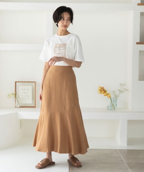 rectangle（レクタングル）の「リネン混イレヘムスカート（スカート・レディース・ブラウン/カーキ/ライム・FREE）」の9枚目の写真