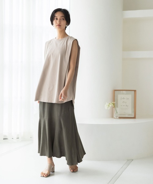 rectangle（レクタングル）の「リネン混イレヘムスカート（スカート・レディース・ブラウン/カーキ/ライム・FREE）」の7枚目の写真