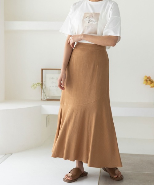 rectangle（レクタングル）の「リネン混イレヘムスカート（スカート・レディース・ブラウン/カーキ/ライム・FREE）」の8枚目の写真