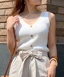 KOBE LETTUCE | センターボタンリブニットトップス(ニット/セーター)