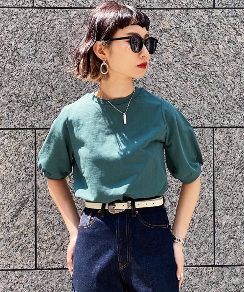 PAGEBOY（ページボーイ）の「ボリュームスリーブTEE（Tシャツ/カットソー・レディース・オフホワイト/ブラック/グレイッシュベージュ/モスグリーン/パープル/イエロー系その他/ダークブラウン・FREE）」の14枚目の写真