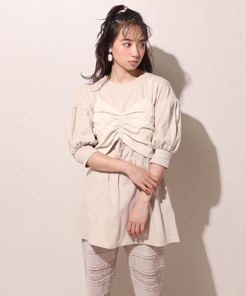 one after another NICE CLAUP(ワンアフターアナザーナイスクラップ)の「2枚SETチュニック(アンサンブル・レディース・ベージュ/グレー/オフホワイト・FREE)」の3枚目の写真