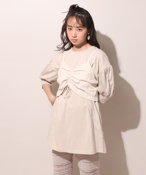 one after another NICE CLAUP(ワンアフターアナザーナイスクラップ)の「2枚SETチュニック(アンサンブル・レディース・ベージュ/グレー/オフホワイト・FREE)」の4枚目の写真