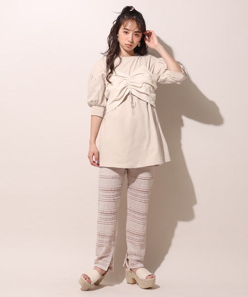 one after another NICE CLAUP(ワンアフターアナザーナイスクラップ)の「2枚SETチュニック(アンサンブル・レディース・ベージュ/グレー/オフホワイト・FREE)」の6枚目の写真