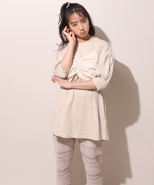 one after another NICE CLAUP(ワンアフターアナザーナイスクラップ)の「2枚SETチュニック(アンサンブル・レディース・ベージュ/グレー/オフホワイト・FREE)」の5枚目の写真