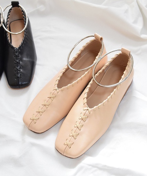 Marient（マリエント）の「リングレースアップフラットシューズ/パンプス（パンプス・レディース・ベージュ/ブラック・23.5cm/24.0cm/24.5cm/23.0cm）」の8枚目の写真