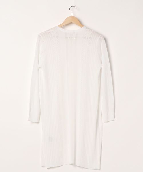 NARACAMICIE（ナラカミーチェ）の「ＭＩＸアイレット柄ロングカーディガン（カーディガン/ボレロ・レディース・ホワイト/ネイビー・MEDIUM）」の14枚目の写真