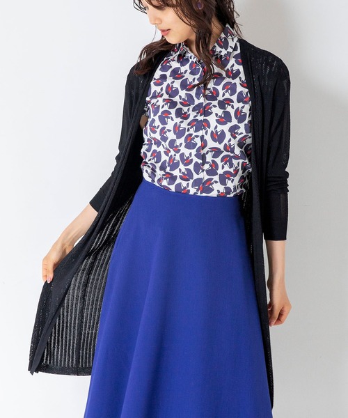 NARACAMICIE（ナラカミーチェ）の「ＭＩＸアイレット柄ロングカーディガン（カーディガン/ボレロ・レディース・ホワイト/ネイビー・MEDIUM）」の2枚目の写真