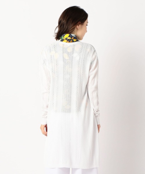 NARACAMICIE（ナラカミーチェ）の「ＭＩＸアイレット柄ロングカーディガン（カーディガン/ボレロ・レディース・ホワイト/ネイビー・MEDIUM）」の4枚目の写真