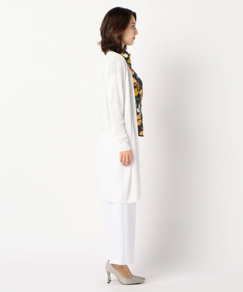 NARACAMICIE（ナラカミーチェ）の「ＭＩＸアイレット柄ロングカーディガン（カーディガン/ボレロ・レディース・ホワイト/ネイビー・MEDIUM）」の7枚目の写真