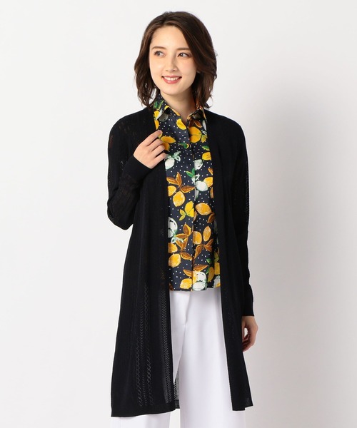 NARACAMICIE（ナラカミーチェ）の「ＭＩＸアイレット柄ロングカーディガン（カーディガン/ボレロ・レディース・ホワイト/ネイビー・MEDIUM）」の16枚目の写真