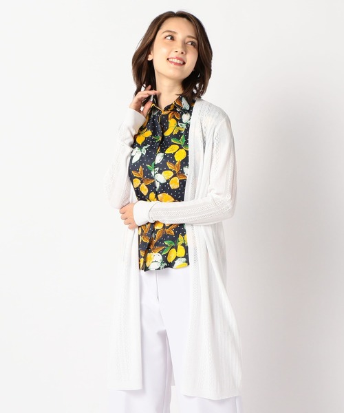 NARACAMICIE（ナラカミーチェ）の「ＭＩＸアイレット柄ロングカーディガン（カーディガン/ボレロ・レディース・ホワイト/ネイビー・MEDIUM）」の15枚目の写真