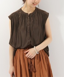 B.C STOCK | バンドカラーギャザーブラウス(シャツ/ブラウス)