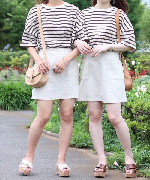 PairPair（ペアペア）の「ロールアップボーダーT（Tシャツ/カットソー・レディース・ライトベージュ/モカ/ベージュ・FREE）」の20枚目の写真