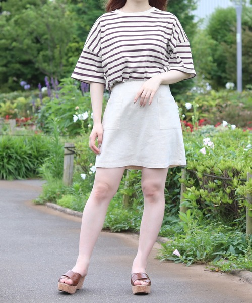 PairPair（ペアペア）の「ロールアップボーダーT（Tシャツ/カットソー・レディース・ライトベージュ/モカ/ベージュ・FREE）」の18枚目の写真