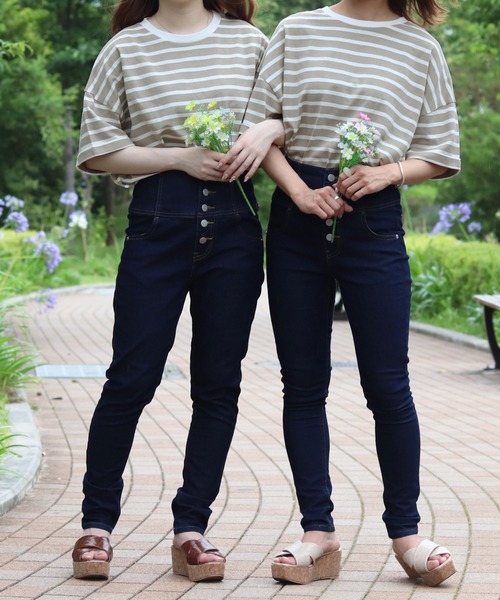 PairPair（ペアペア）の「ロールアップボーダーT（Tシャツ/カットソー・レディース・ライトベージュ/モカ/ベージュ・FREE）」の14枚目の写真