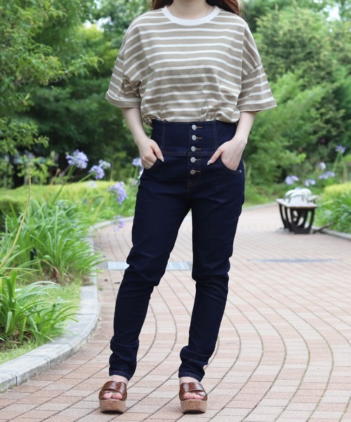 PairPair（ペアペア）の「ロールアップボーダーT（Tシャツ/カットソー・レディース・ライトベージュ/モカ/ベージュ・FREE）」の8枚目の写真