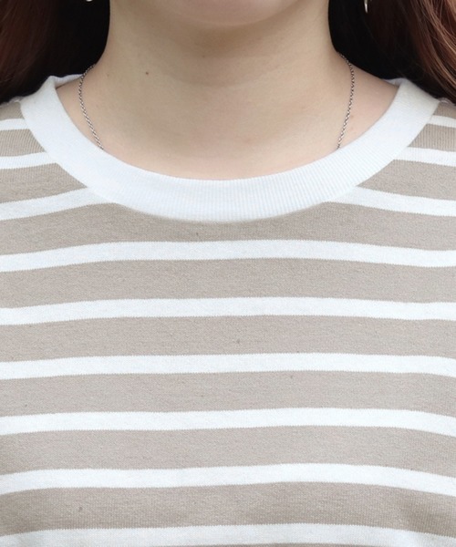 PairPair（ペアペア）の「ロールアップボーダーT（Tシャツ/カットソー・レディース・ライトベージュ/モカ/ベージュ・FREE）」の6枚目の写真