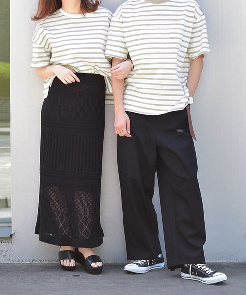 PairPair（ペアペア）の「ロールアップボーダーT（Tシャツ/カットソー・レディース・ライトベージュ/モカ/ベージュ・FREE）」の4枚目の写真