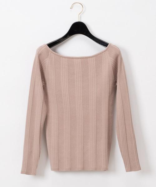 Diagram(ダイアグラム)の「レースアップリブニットTOP(ニット/セーター・レディース・イエロー/ベージュ/サックスブルー・36)」の2枚目の写真