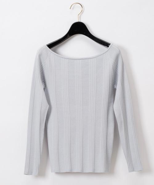 Diagram(ダイアグラム)の「レースアップリブニットTOP(ニット/セーター・レディース・イエロー/ベージュ/サックスブルー・36)」の1枚目の写真