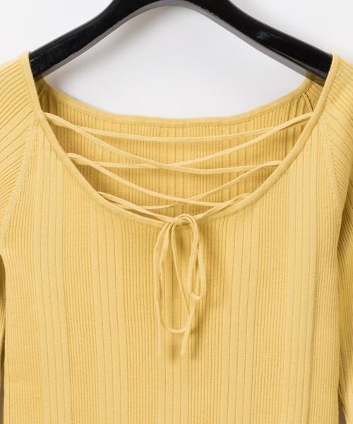 Diagram(ダイアグラム)の「レースアップリブニットTOP(ニット/セーター・レディース・イエロー/ベージュ/サックスブルー・36)」の15枚目の写真