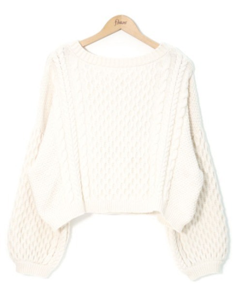 flower（フラワー）の「スイートバックニット（ニット/セーター・レディース・ダークブラウン/アイボリー・FREE）」の12枚目の写真