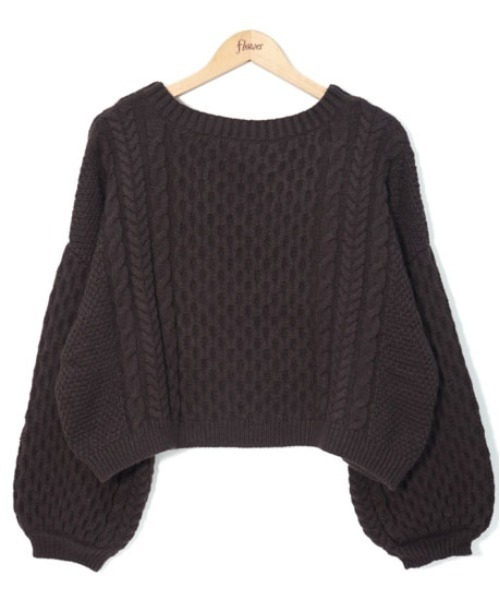 flower（フラワー）の「スイートバックニット（ニット/セーター・レディース・ダークブラウン/アイボリー・FREE）」の13枚目の写真