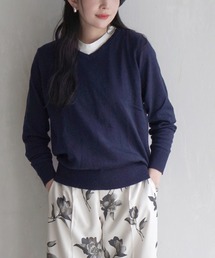 zootie（ズーティー）の「【ロングシーズン楽しめる、安心の綿100％】オーディナリー コットンニット セーター［Vネック］（ニット/セーター）」