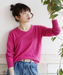 【ロングシーズン楽しめる、安心の綿100％】オーディナリー コットンニット セーター［Vネック］