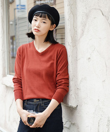 【ロングシーズン楽しめる、安心の綿100％】オーディナリー コットンニット セーター［Vネック］
