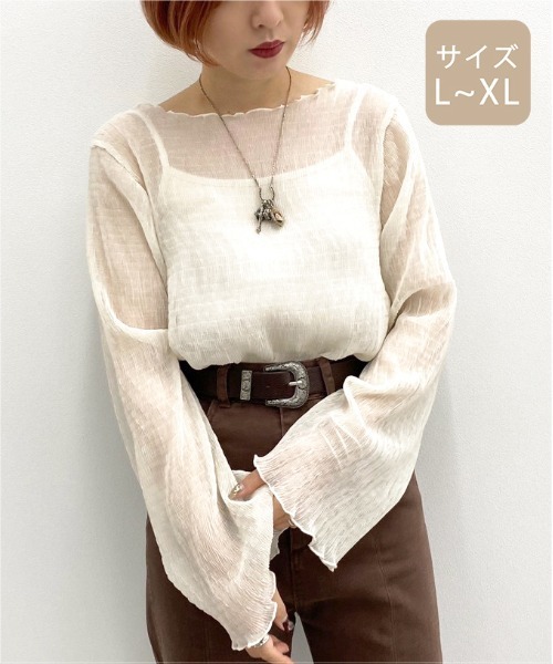 apres jour mignon(アプレジュールミニョン)の「【大きいサイズ】シア―メローTシャツインナーセット【ZOZOTOWN限定アイテム】(シャツ/ブラウス・レディース・その他/ダークブラウン/アイボリー/パープル・X-LARGE)」の6枚目の写真