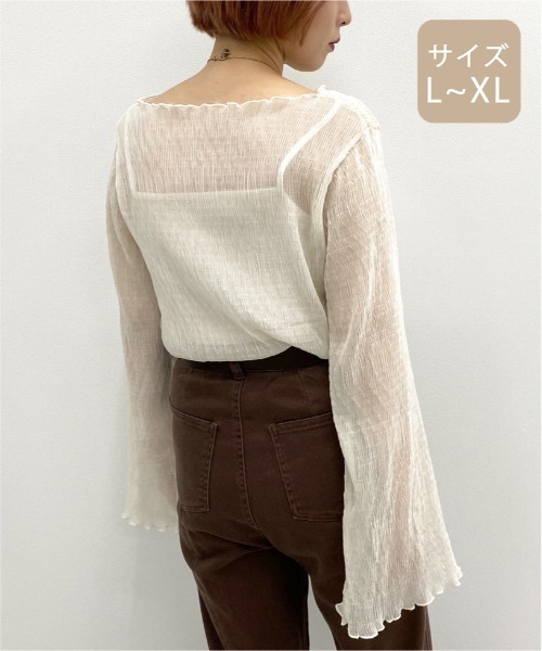 apres jour mignon(アプレジュールミニョン)の「【大きいサイズ】シア―メローTシャツインナーセット【ZOZOTOWN限定アイテム】(シャツ/ブラウス・レディース・その他/ダークブラウン/アイボリー/パープル・X-LARGE)」の8枚目の写真